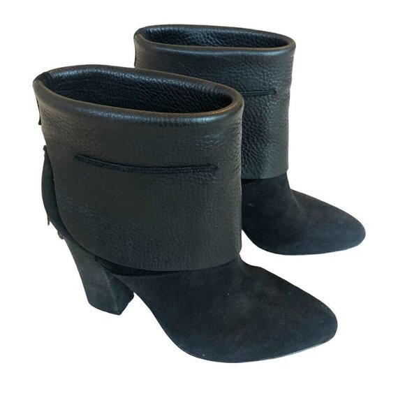 Sigerson Morrison Black Ferg Leather Suede Booties - Picture 1 of 13
